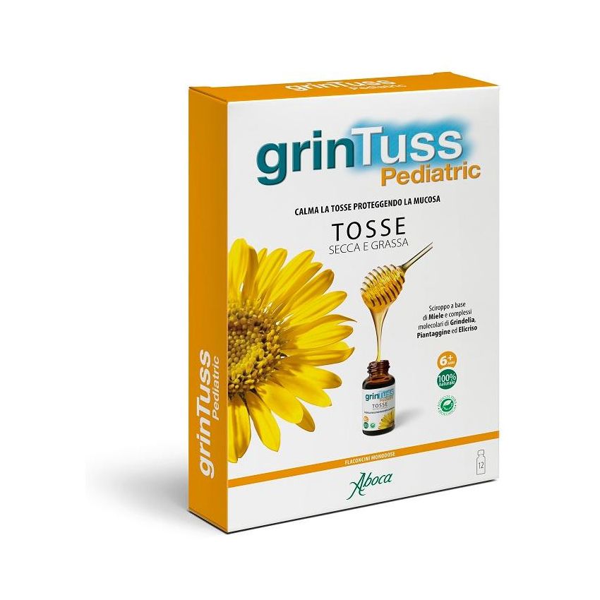 Aboca Grintuss Pediatric Sciroppo per Bambini - Set da 12 Flaconcini da 13,6ml