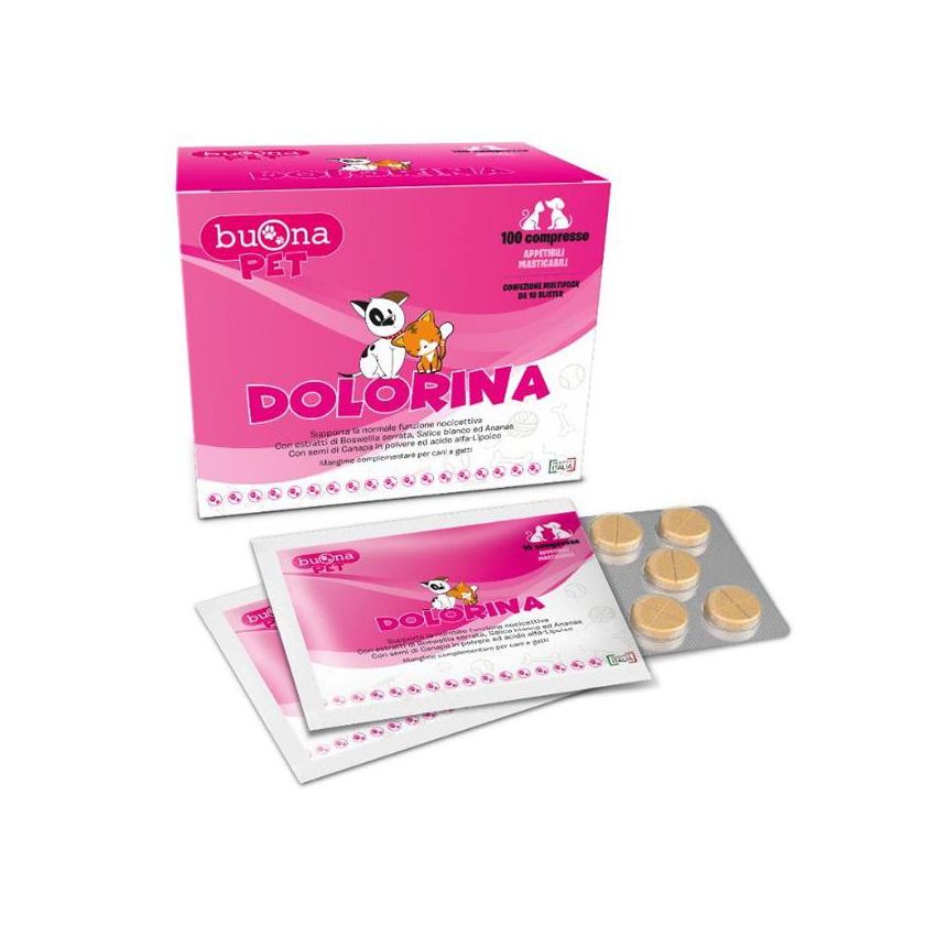 Pet Dolorina: Integratore Alimentare per Cani e Gatti, 100 Compresse
