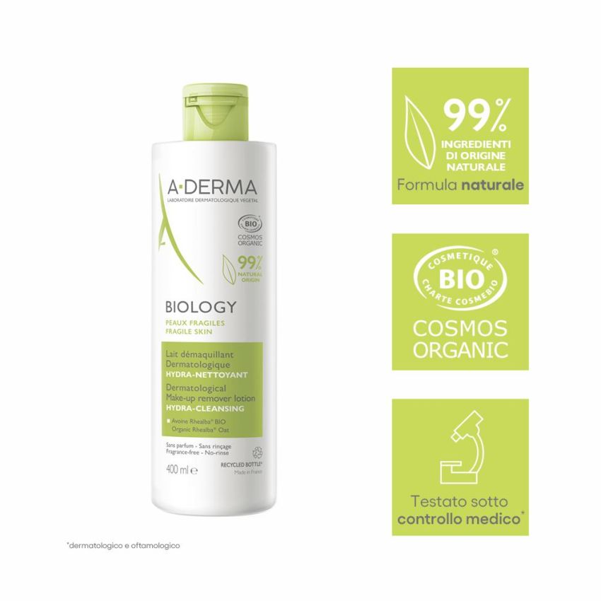 A-Derma Biology 400ml - Latte Struccante Dermatologico Idra-Detergente