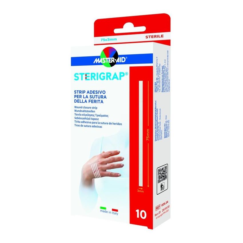 Master Aid Sterigrap - Strisce Adesive Sterilizzate per Ferite, 75x3mm