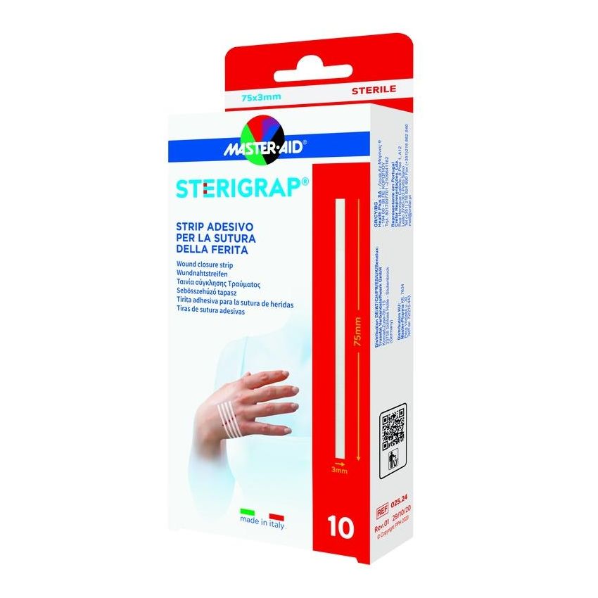 Master Aid Sterigrap - Strisce Adesive Sterilizzate per Ferite, 75x3mm