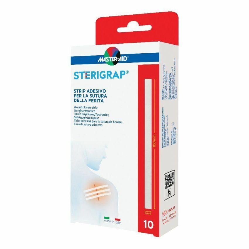 Master-Aid Sterigrap: Strisce Adesive Sterili per Sutura - Pack da 10 Pezzi