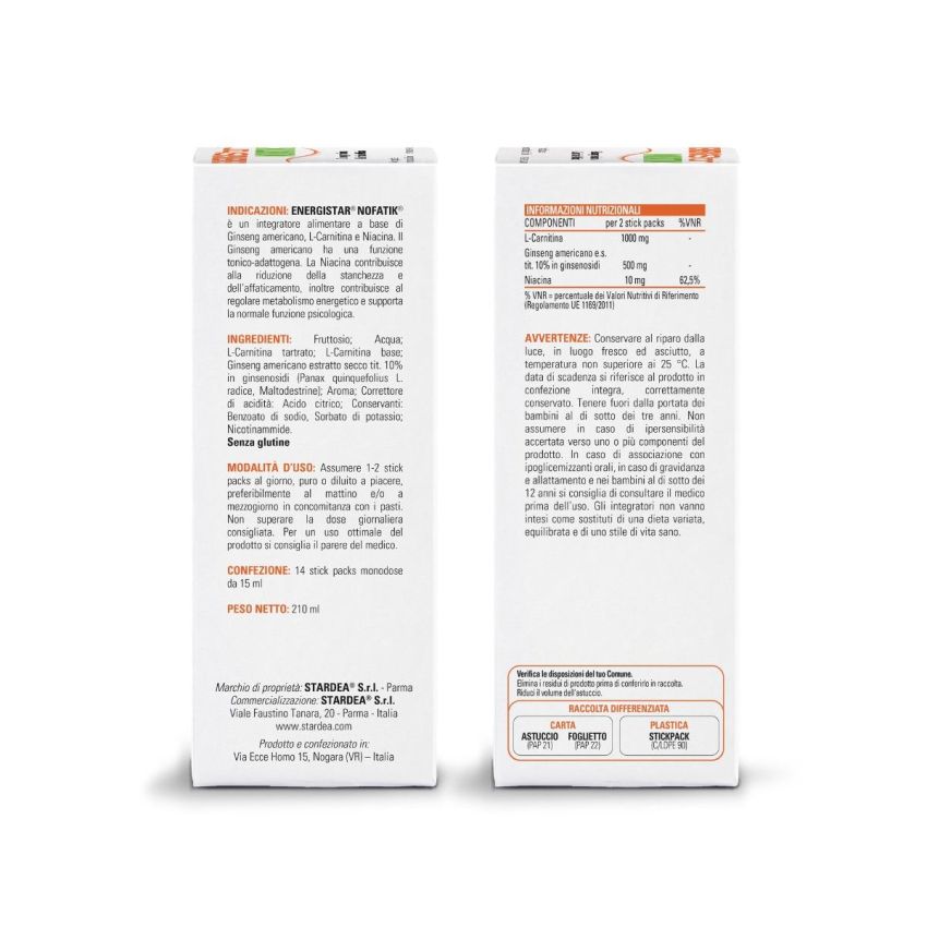 Energistar Nofatik - Stick Pack da 15ml - Confezione da 14 Pezzi