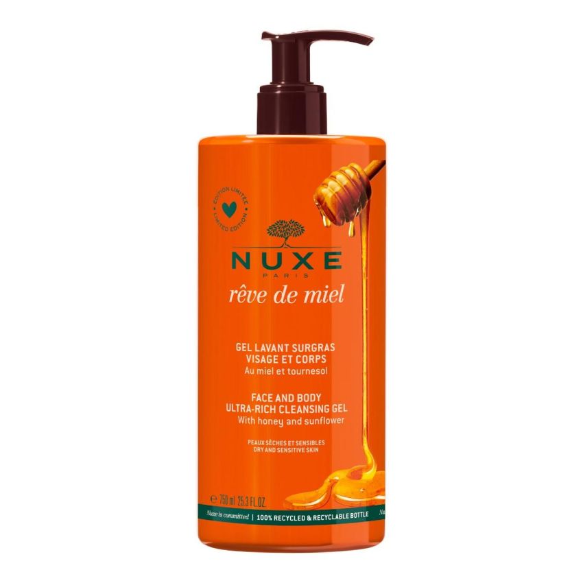 Gel Detergente al Miele per Viso e Corpo Nuxe Reve De Miel - 750ml