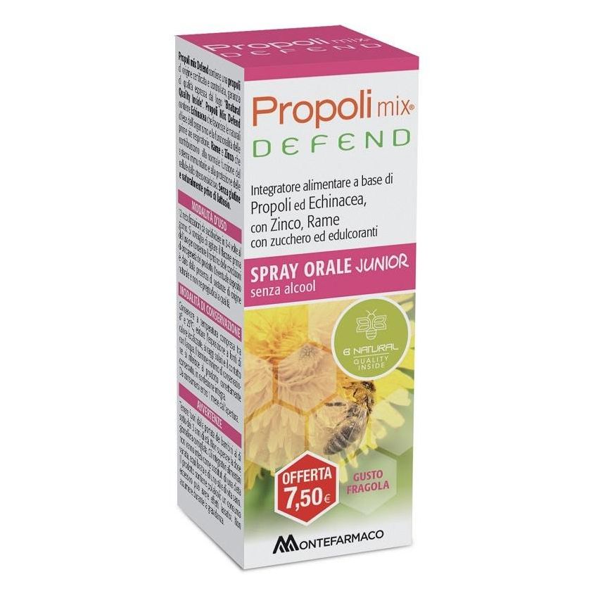 Spray Orale Junior Propoli Mix Defend - Analcolico, 30ml, Gusto Fragola