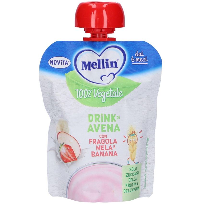 Mellin 100% Vegan Oat Drink with Strawberry for Babies Aged 6+ Months - 90g