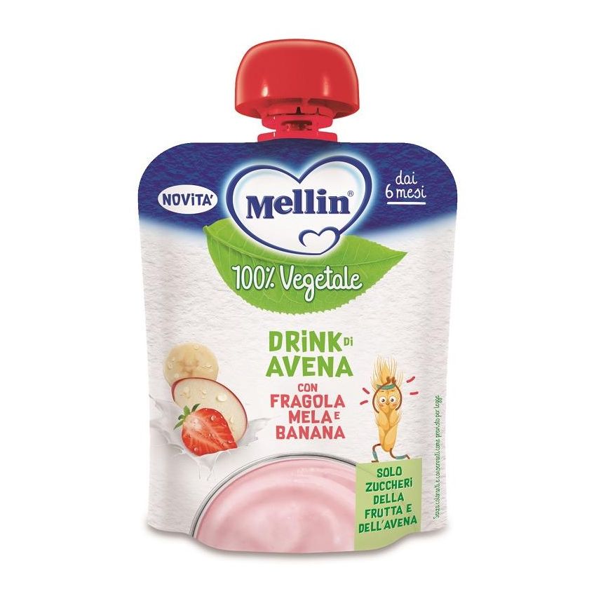 Mellin 100% Vegan Oat Drink with Strawberry for Babies Aged 6+ Months - 90g