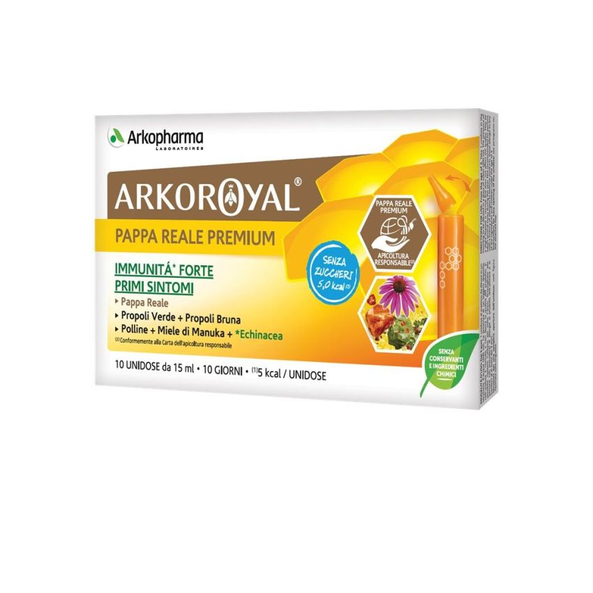 Arkopharma Arkoroyal Fortificante Immunitario Senza Zucchero - 10 Flaconcini da 15 ml