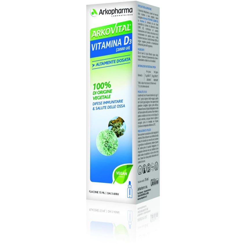 Arkopharma Arkovital Vitamina D3 Alta Potenza 2000UI - Flacone da 15ml