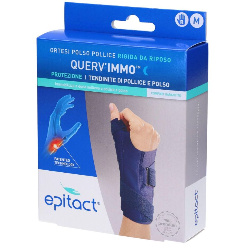 Epitact Querv'Immo Supporto per Tendinite di Polso e Pollice, Taglia M, per Mano Destra