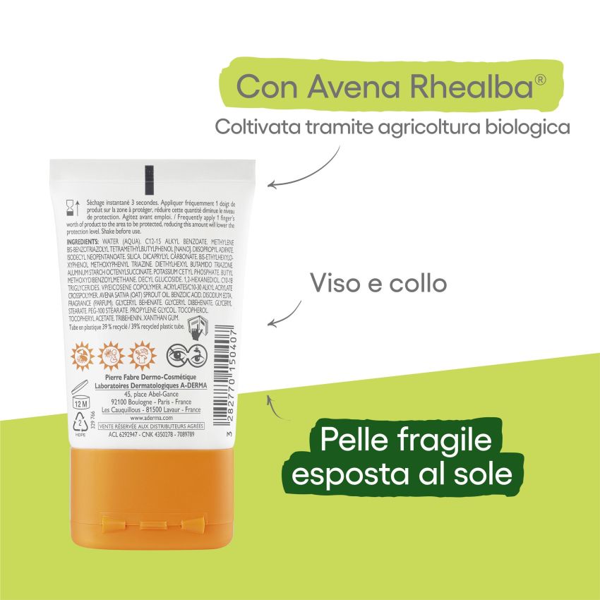 Aderma Protect Pocket SPF50+ Fluido Solare Invisibile per Viso, 30ml