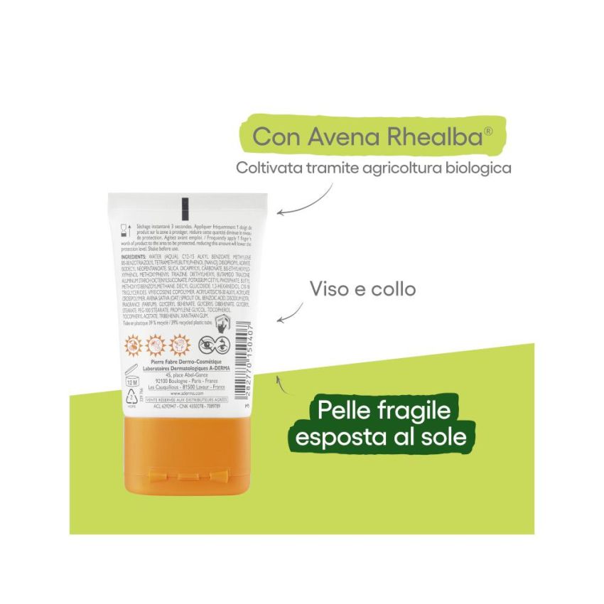 Aderma Protect Pocket SPF50+ Fluido Solare Invisibile per Viso, 30ml