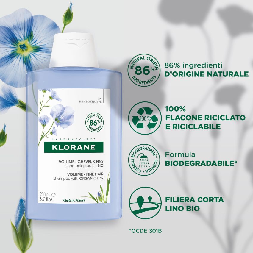 Klorane Shampoo Ricco di Fibre di Lino - 200ml
