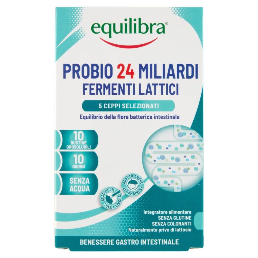 Equilibra Probio - Integratore Probiotico da 24 Miliardi - 10 Bustine