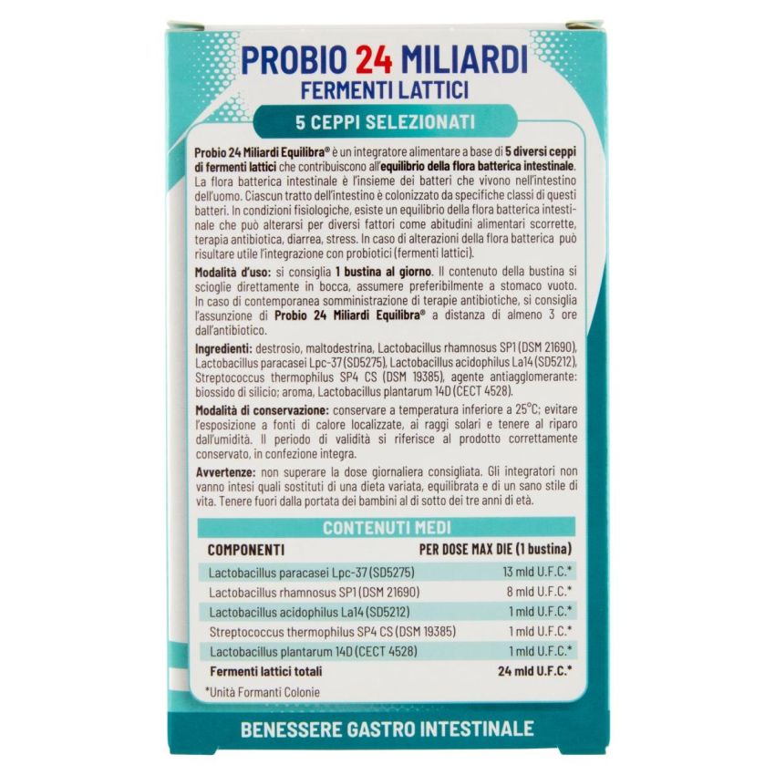 Equilibra Probio - Integratore Probiotico da 24 Miliardi - 10 Bustine