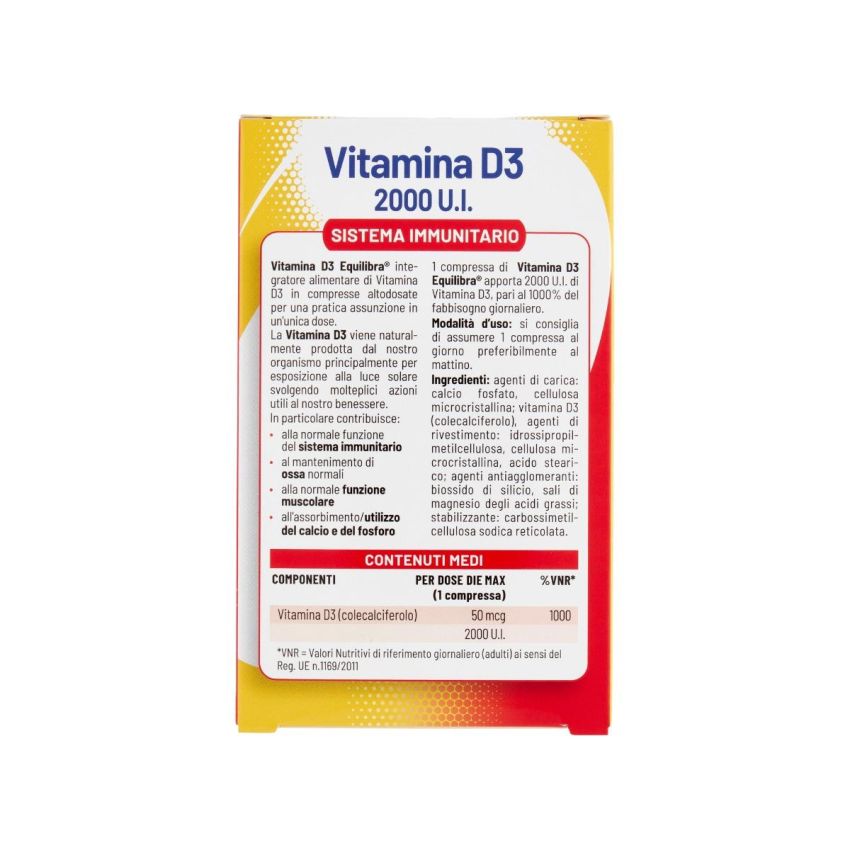 Equilibra Vitamina D3 - Integratore Alimentare con 30 Compresse