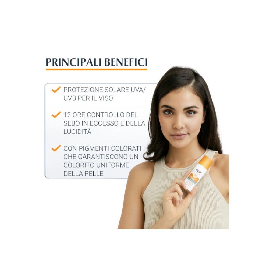 Eucerin Colorata Medium Tonalit Sun Oil Control Gel-Crema SPF50+, 50ml