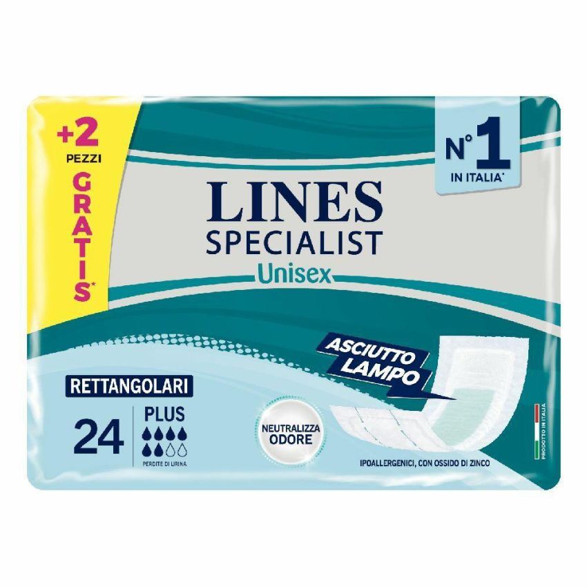 Lines Specialist Plus Derma Protection - Pannoloni Rettangolari, 30 Pezzi
