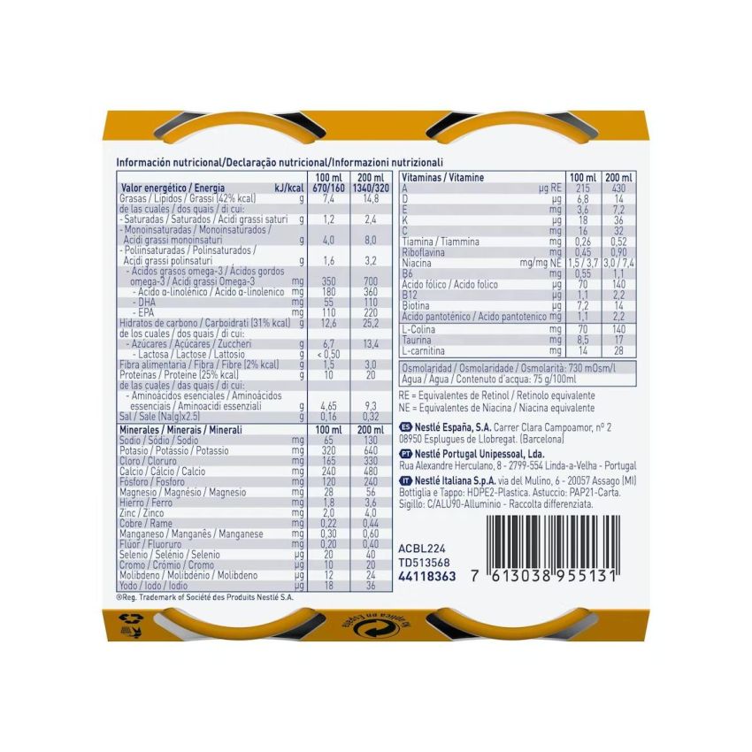 Resource Activ Tropical Vanilla - Pack di 4 Bottiglie da 200ml
