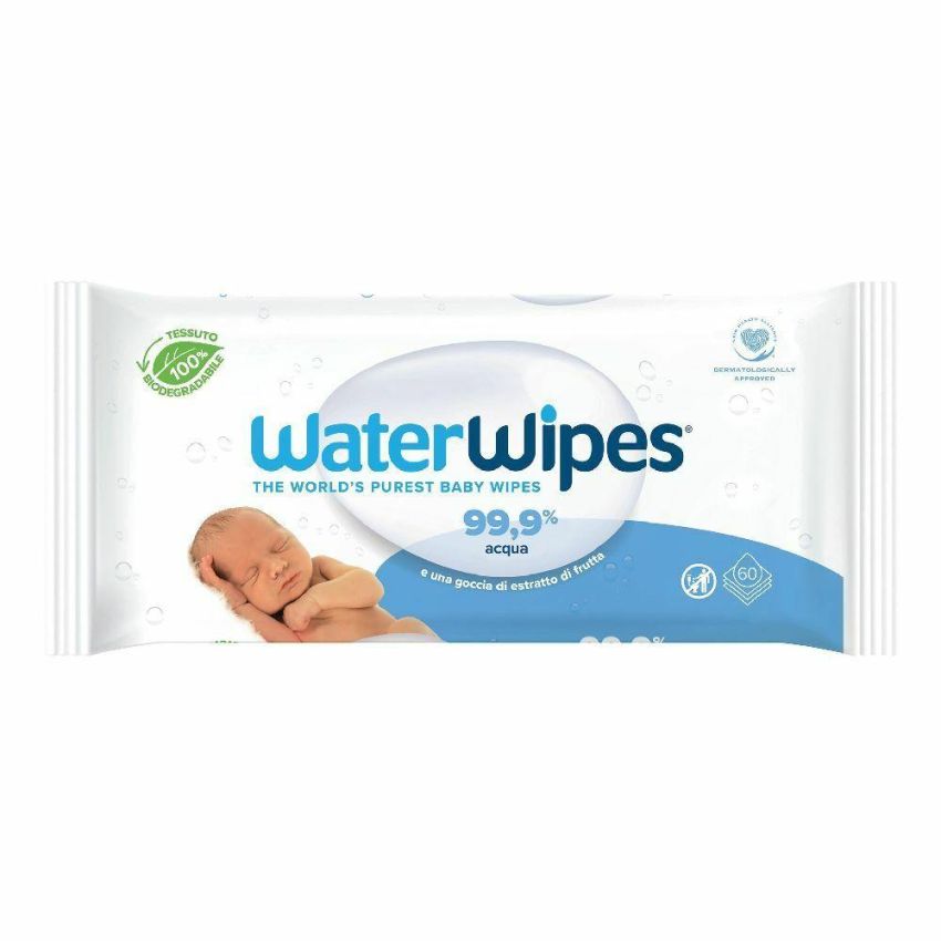 Waterwipes Salviette Biodegradabili per Neonati, 60 Pezzi