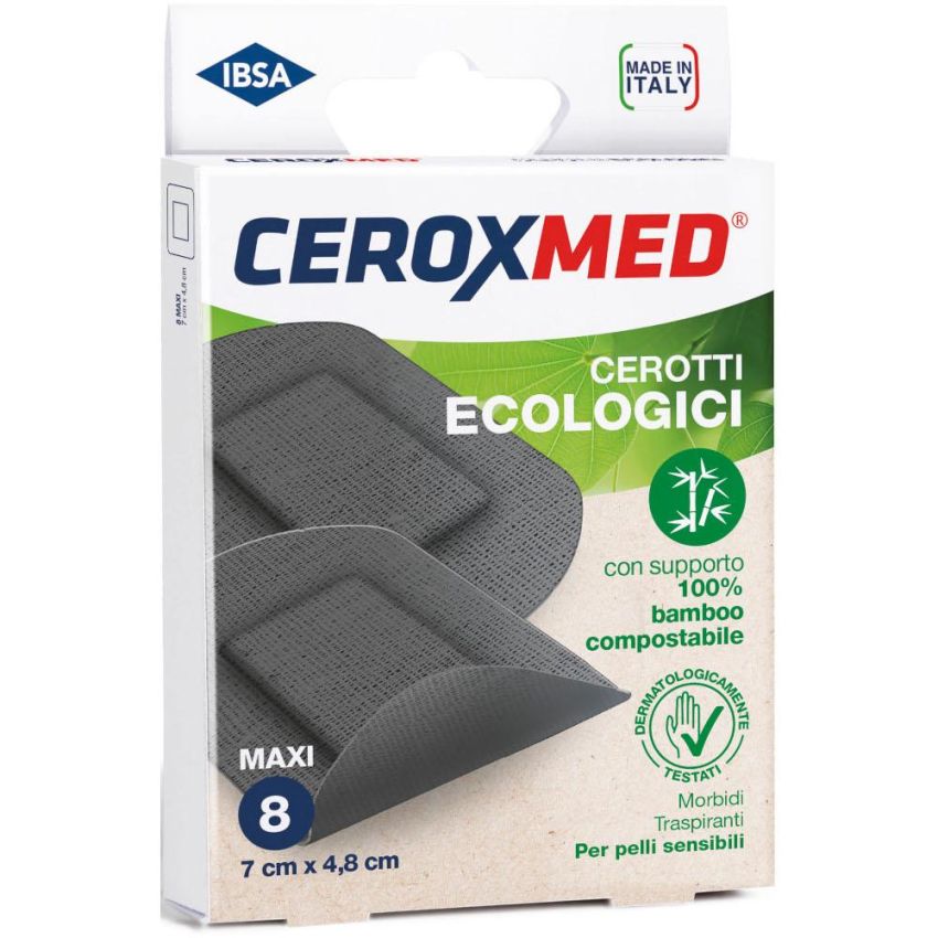 Ceroxmed Cerotti Ecologici Grandi - 7cm x 4,8cm, Pacco da 8 Pezzi