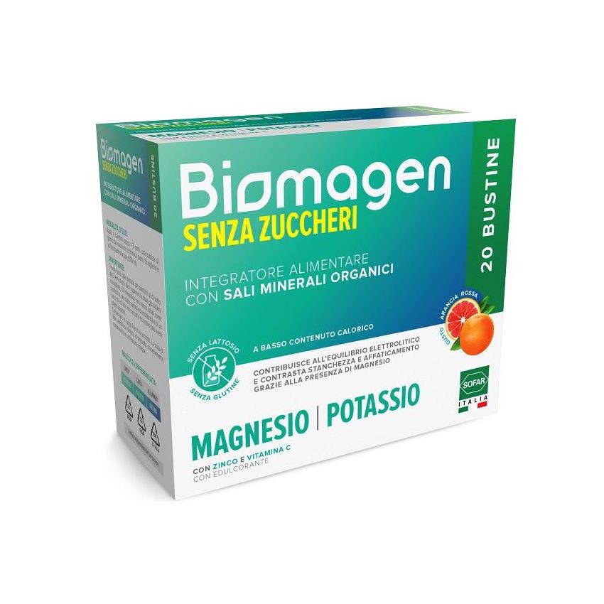 Biomagen Magnesio e Potassio Sali Minerali - 20 Bustine