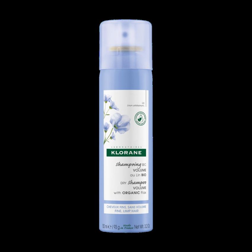 Klorane Shampoo Secco Biologico con Lino per Volume Extra, 150ml