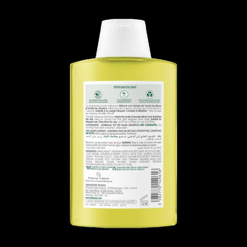 Klorane Shampoo Leggero con Polpa di Cedro - 200ml