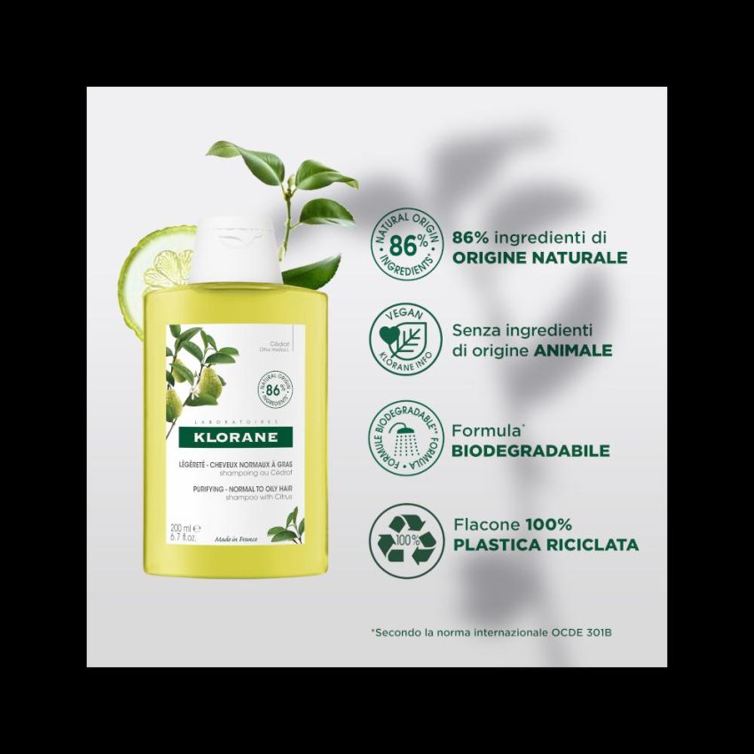 Klorane Shampoo Leggero con Polpa di Cedro - 200ml