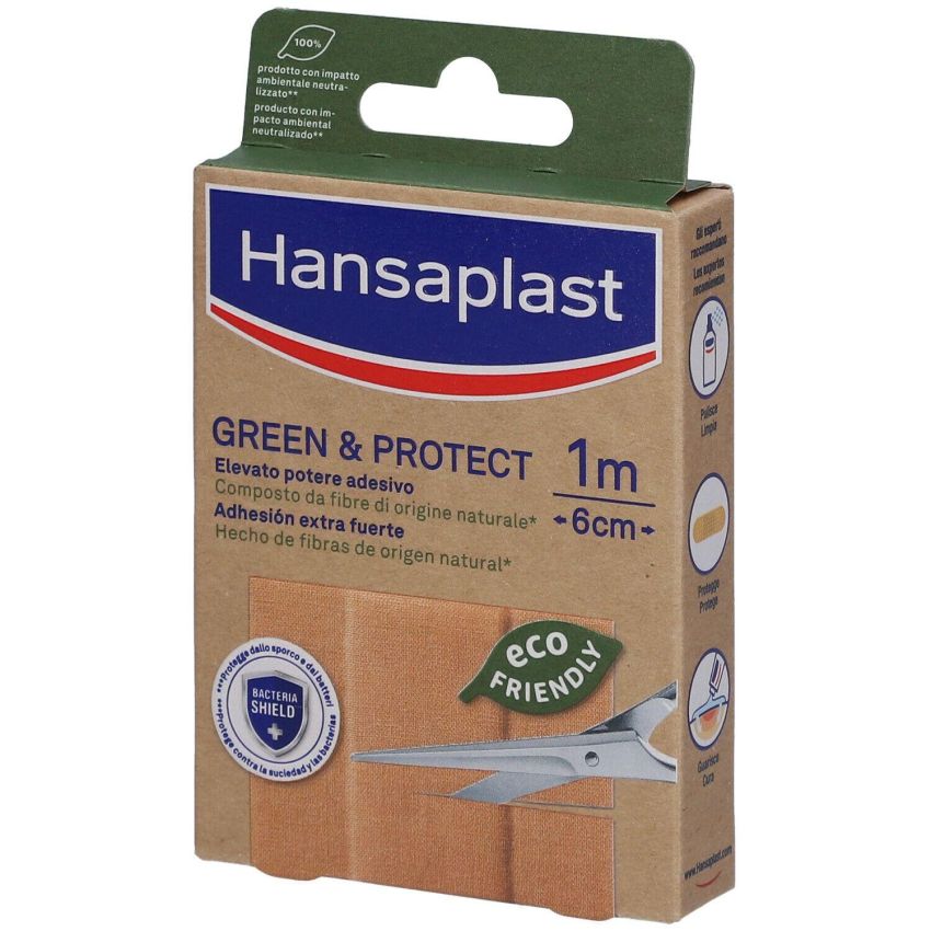 Cerotto Ecologico Hansaplast Green-Protect 1m x 6cm - Pacco da 10 Pezzi