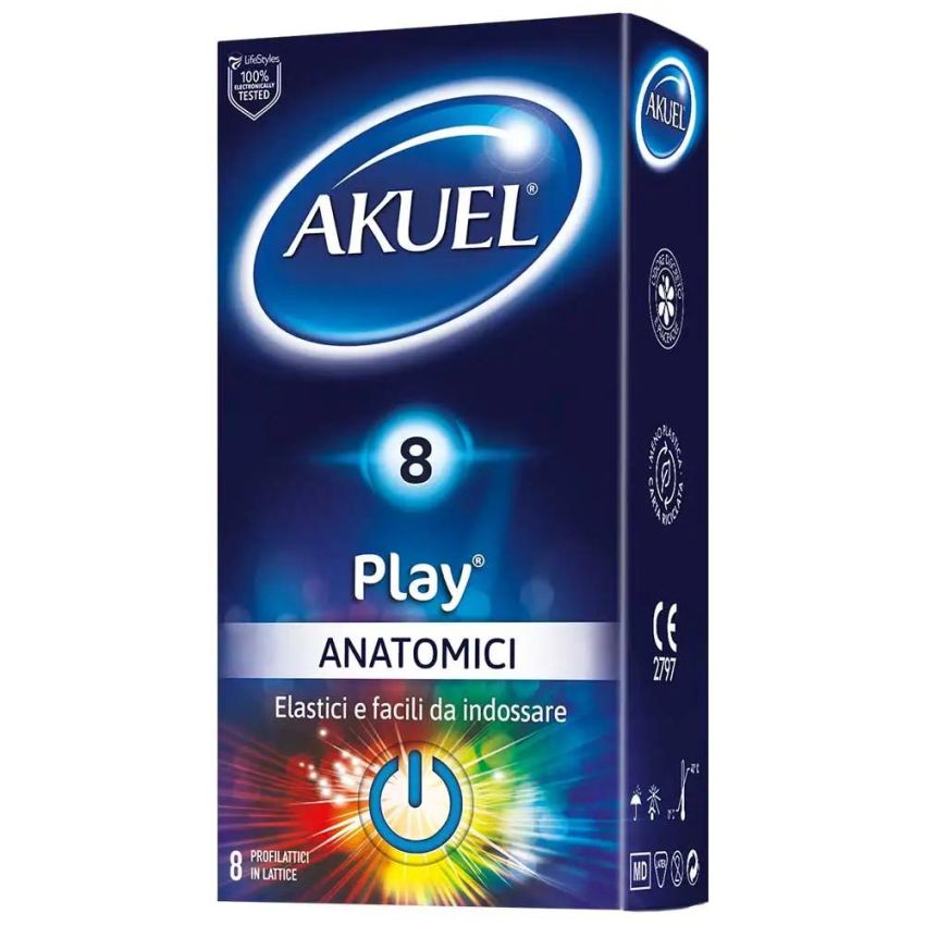 Akuel Play Preservativi Anatomici - Confezione da 8 Pezzi