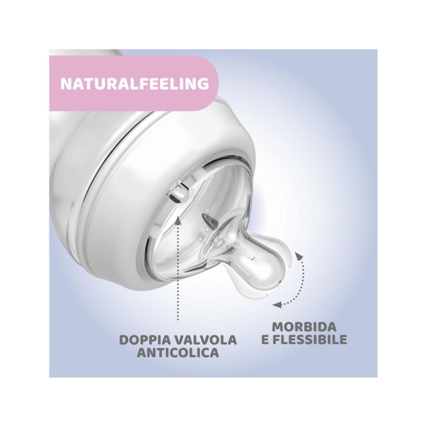 Chicco Natural Feeling Biberon per Bimba, Flusso Veloce, 330ml