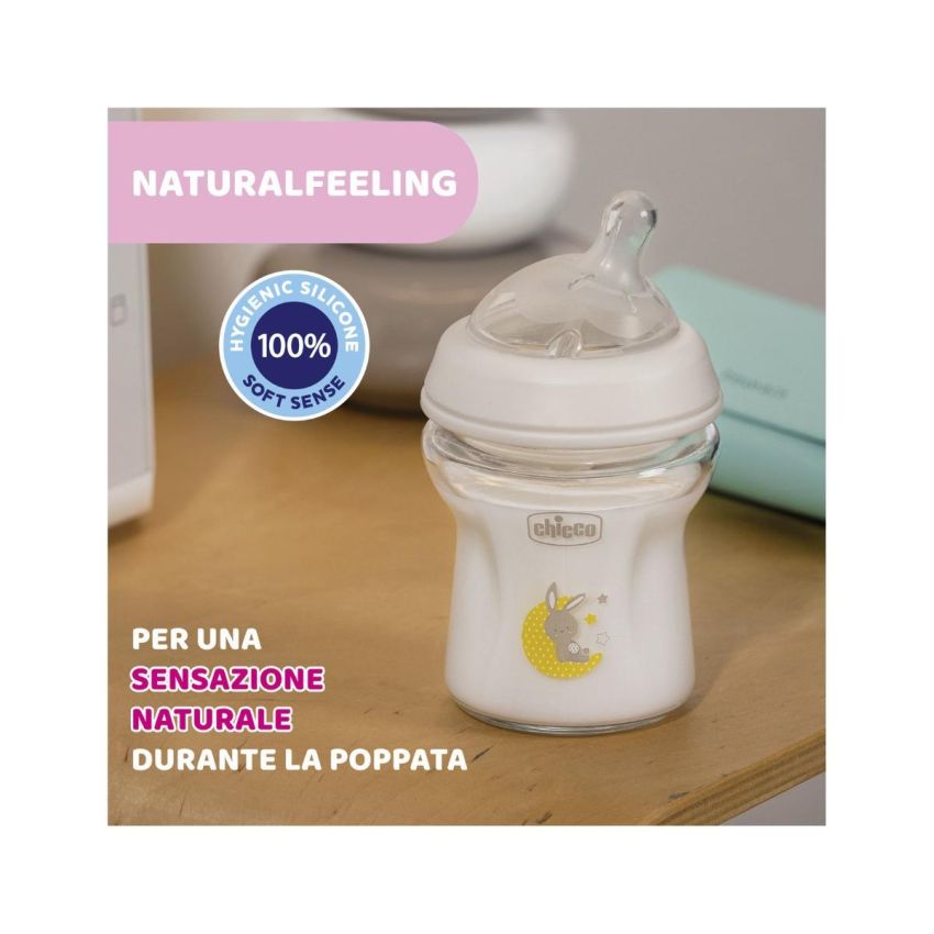 Chicco Natural Feeling Biberon in Vetro 150ml - Flusso Lento