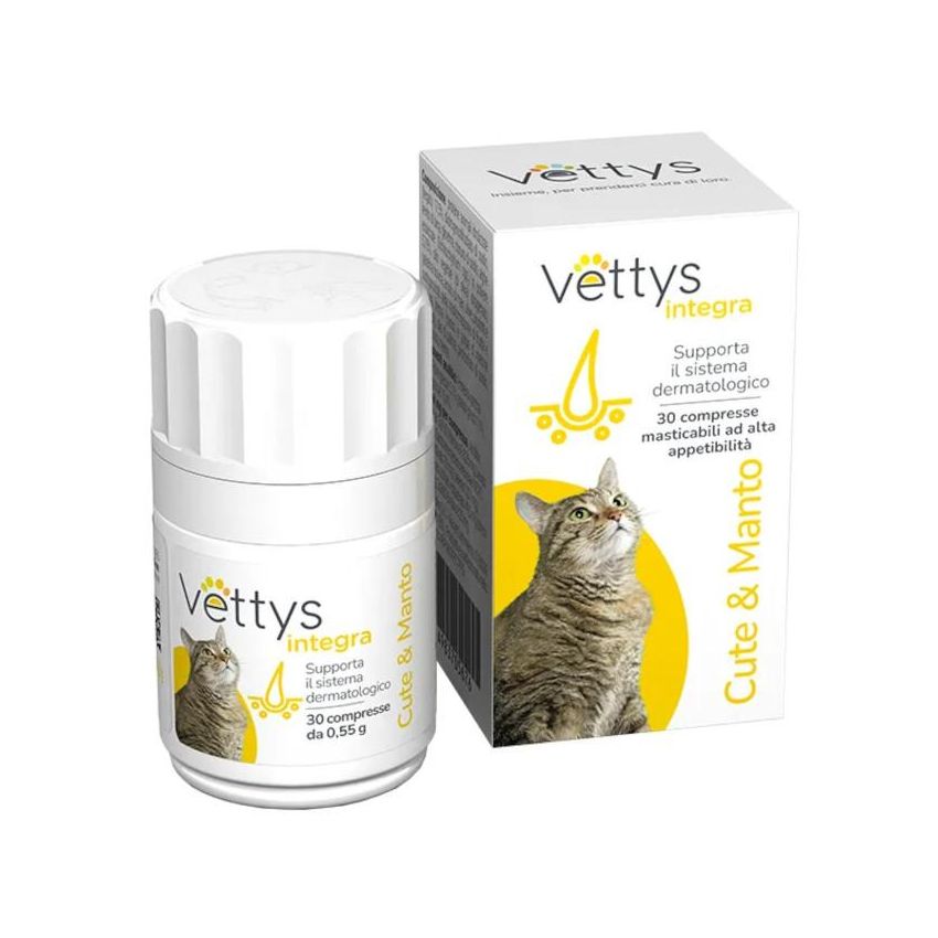 Vettys Integra Cute&Manto - Integratore per Gatti - 30 Compresse