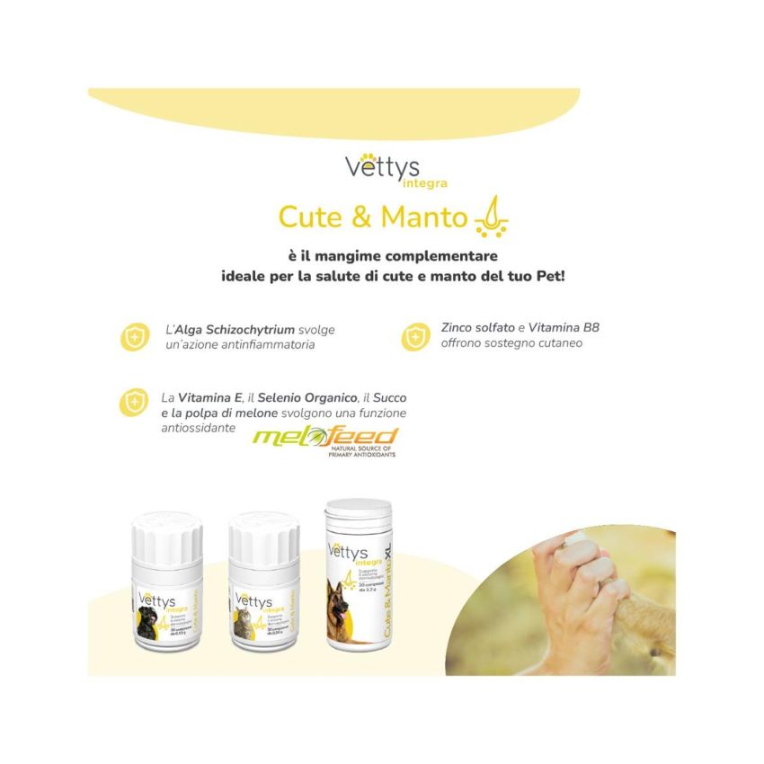 Vettys Integra Cute&Manto - Integratore per Gatti - 30 Compresse