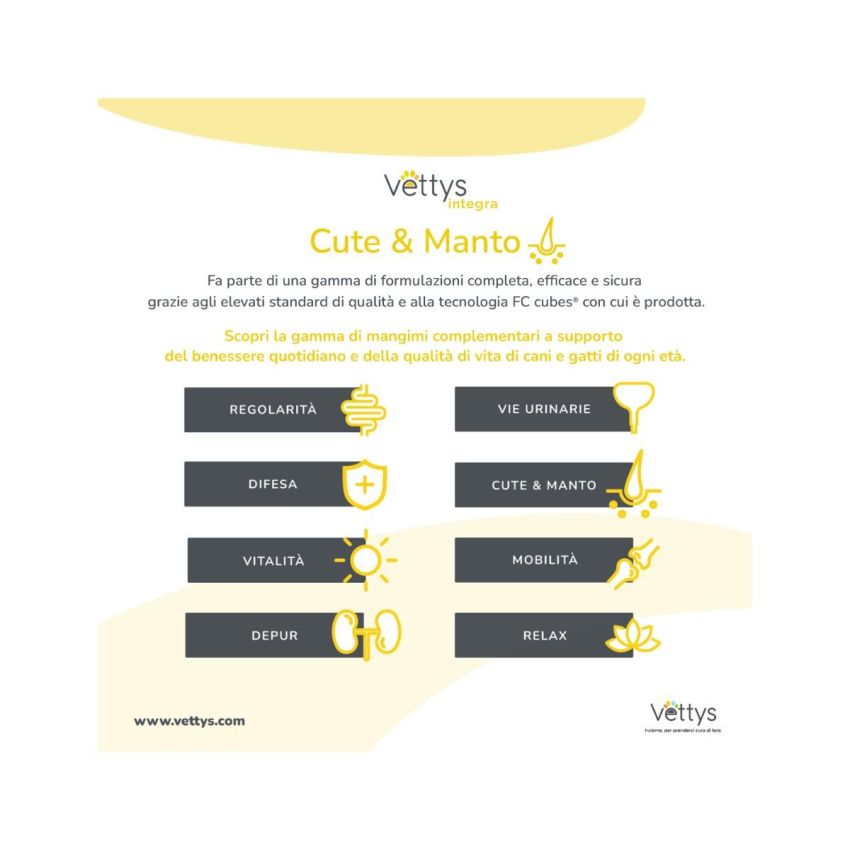 Vettys Integra Cute&Manto - Integratore per Gatti - 30 Compresse