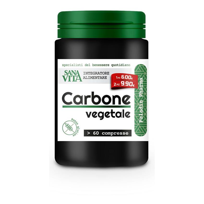 Sanavita Carbone Vegetale - Supplemento Digestivo Naturale, 60 Compresse