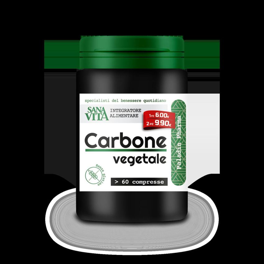 Sanavita Carbone Vegetale - Supplemento Digestivo Naturale, 60 Compresse