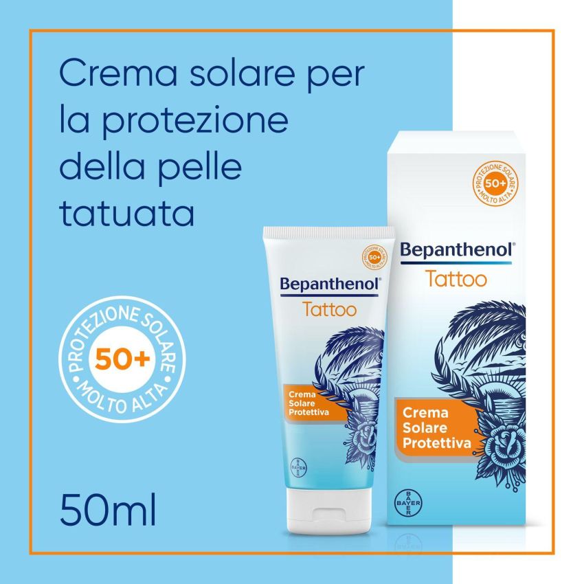 Crema Solare Protettiva SPF 50+ Bepanthenol Tattoo - 50ml