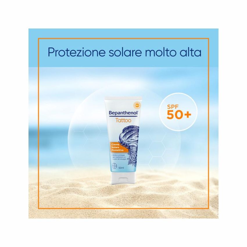 Crema Solare Protettiva SPF 50+ Bepanthenol Tattoo - 50ml