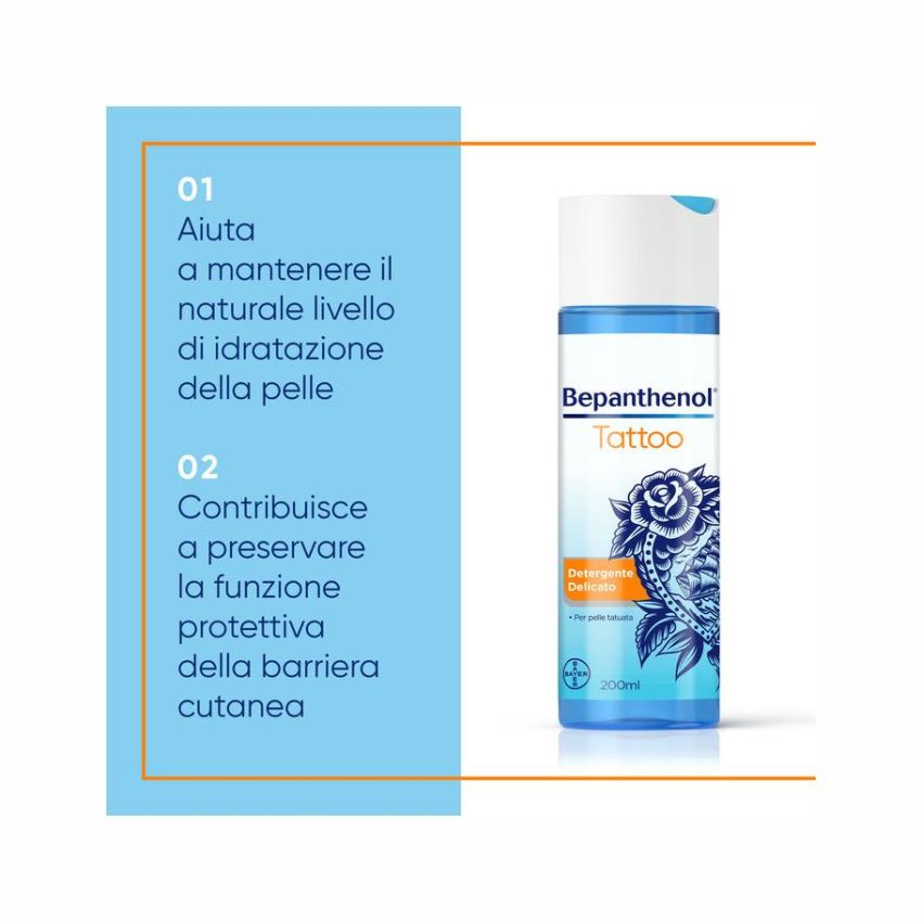 Bepanthenol Tattoo - Detergente Gel Delicato senza Sapone, 200ml
