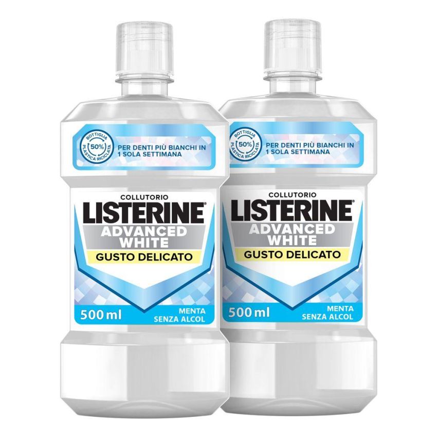 Listerine Advanced White Collutorio Gusto Delicato - Pacco Doppio 500ml