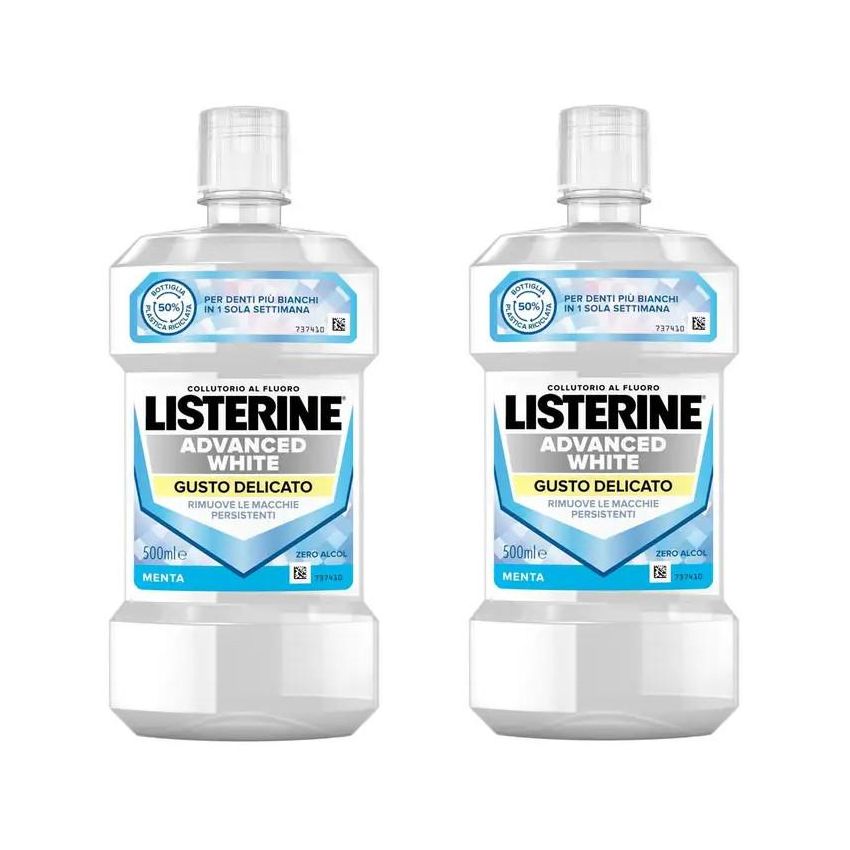 Listerine Advanced White Collutorio Gusto Delicato - Pacco Doppio 500ml