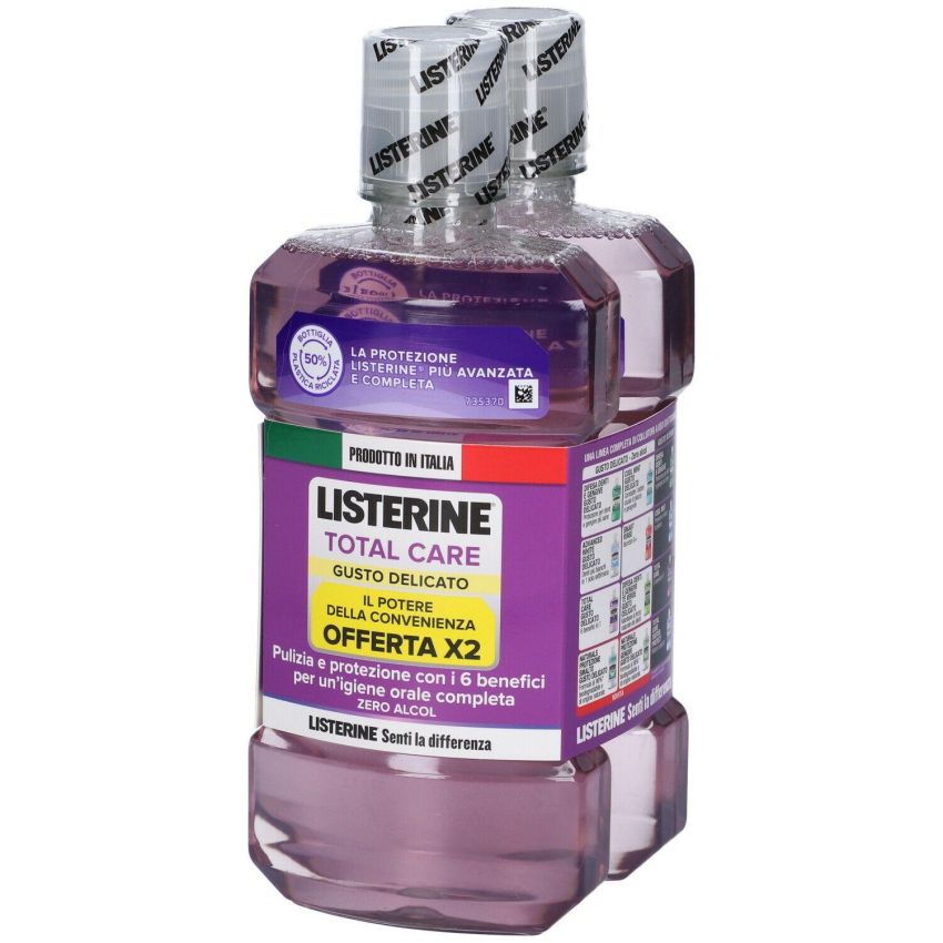 Listerine Total Care Collutorio Sapore Delicato - 2 Bottiglie da 500ml