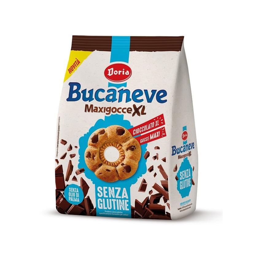 Doria Bucaneve Senza Glutine - Biscotti con Maxi Gocce di Cioccolato - 200g
