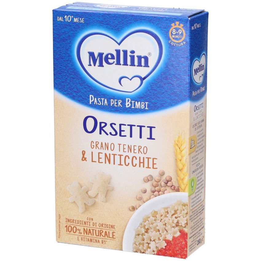 Mellin Pasta Orsetti e Lenticchie 280g per Bambini dai 10 Mesi