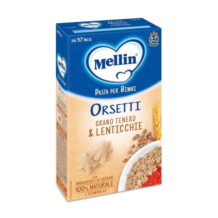 Mellin Pasta Orsetti e Lenticchie 280g per Bambini dai 10 Mesi