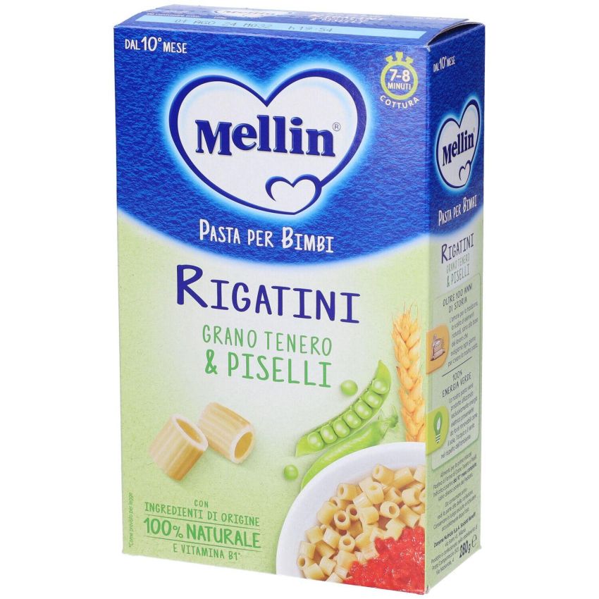 Mellin Rigatini Pasta con Piselli per Bambini dai 10 Mesi, 280g