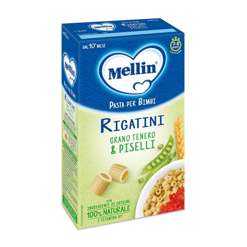 Mellin Rigatini Pasta con Piselli per Bambini dai 10 Mesi, 280g