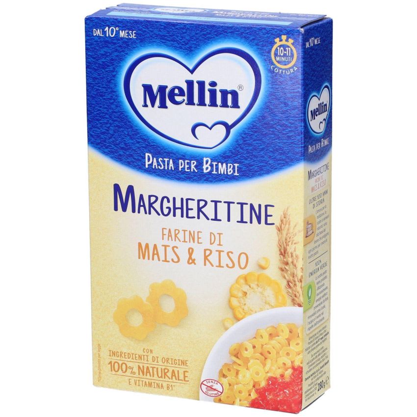 Mellin Margheritine - Pasta per Bambini a Base di Mais e Riso, Adatto da 10 Mesi in Su, 280g